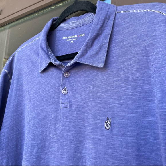 John Varvatos ⭐️ USA Purple Cotton Peace Polo XL - Picture 2 of 11